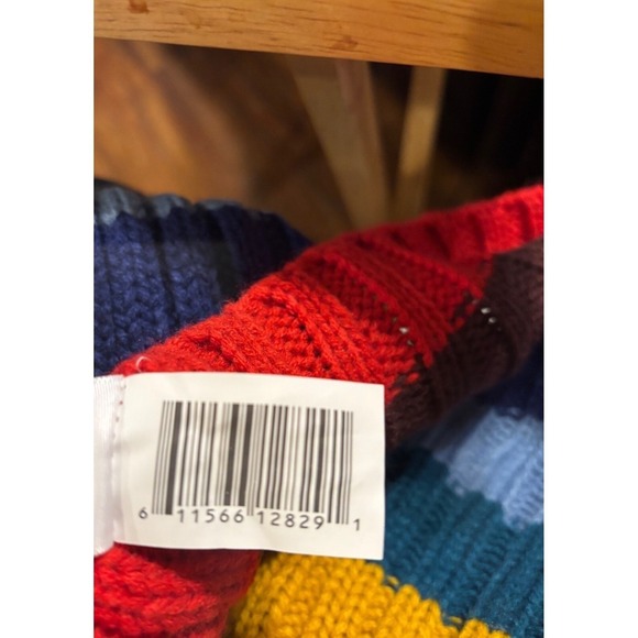 Multicolor Striped Scarf 66" Long, 76"w/Fringe, Acrylic‎ - Picture 4 of 5